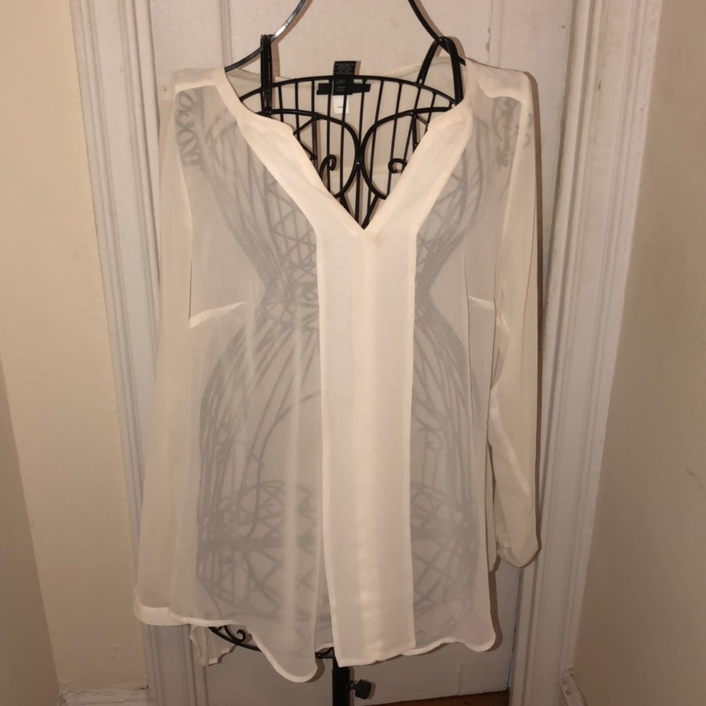 Lane Bryant Sheer White Blouse / 14-16